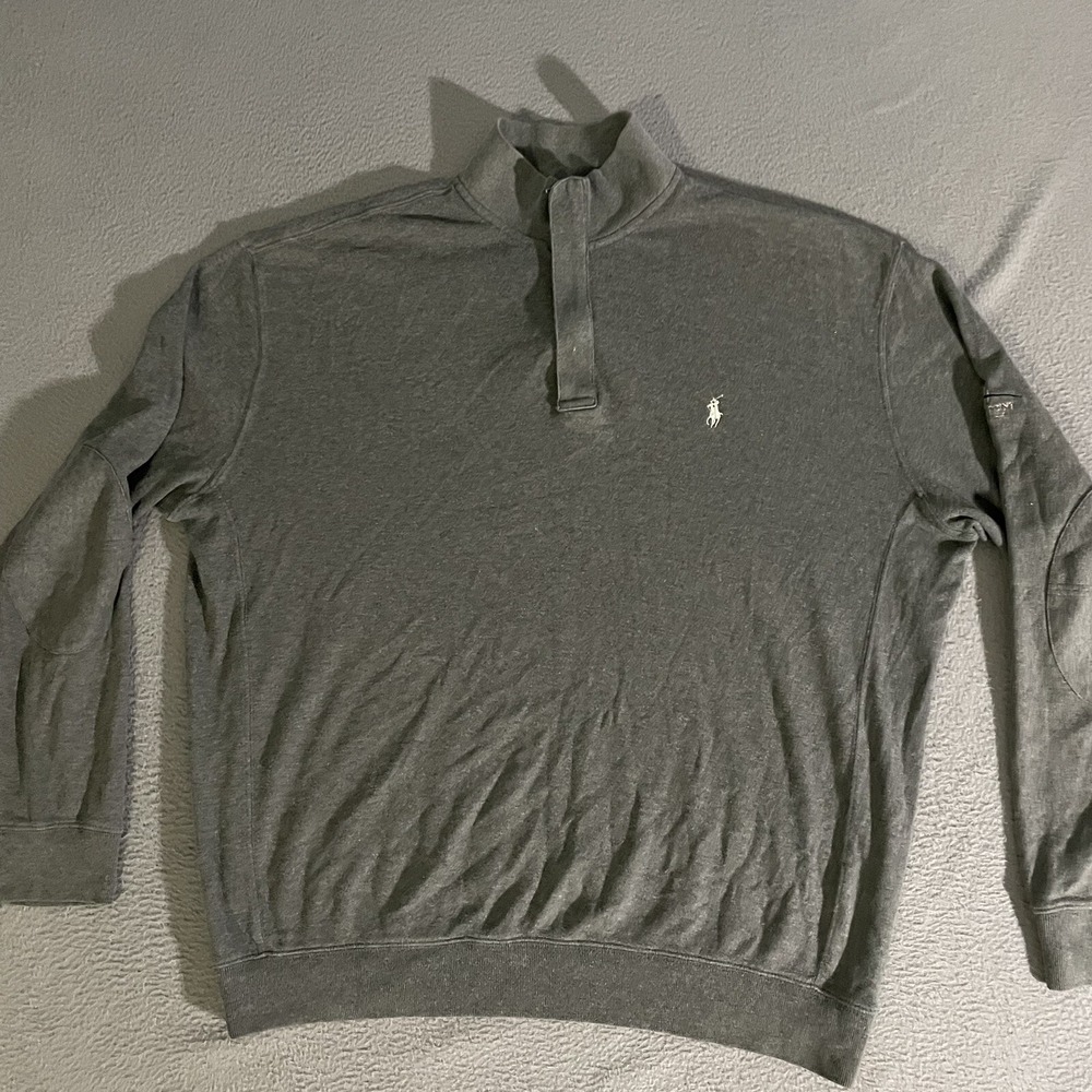 Polo Golf Ralph Lauren Sweater Men L Pullover Collar Elbow Patch Embroidered‎